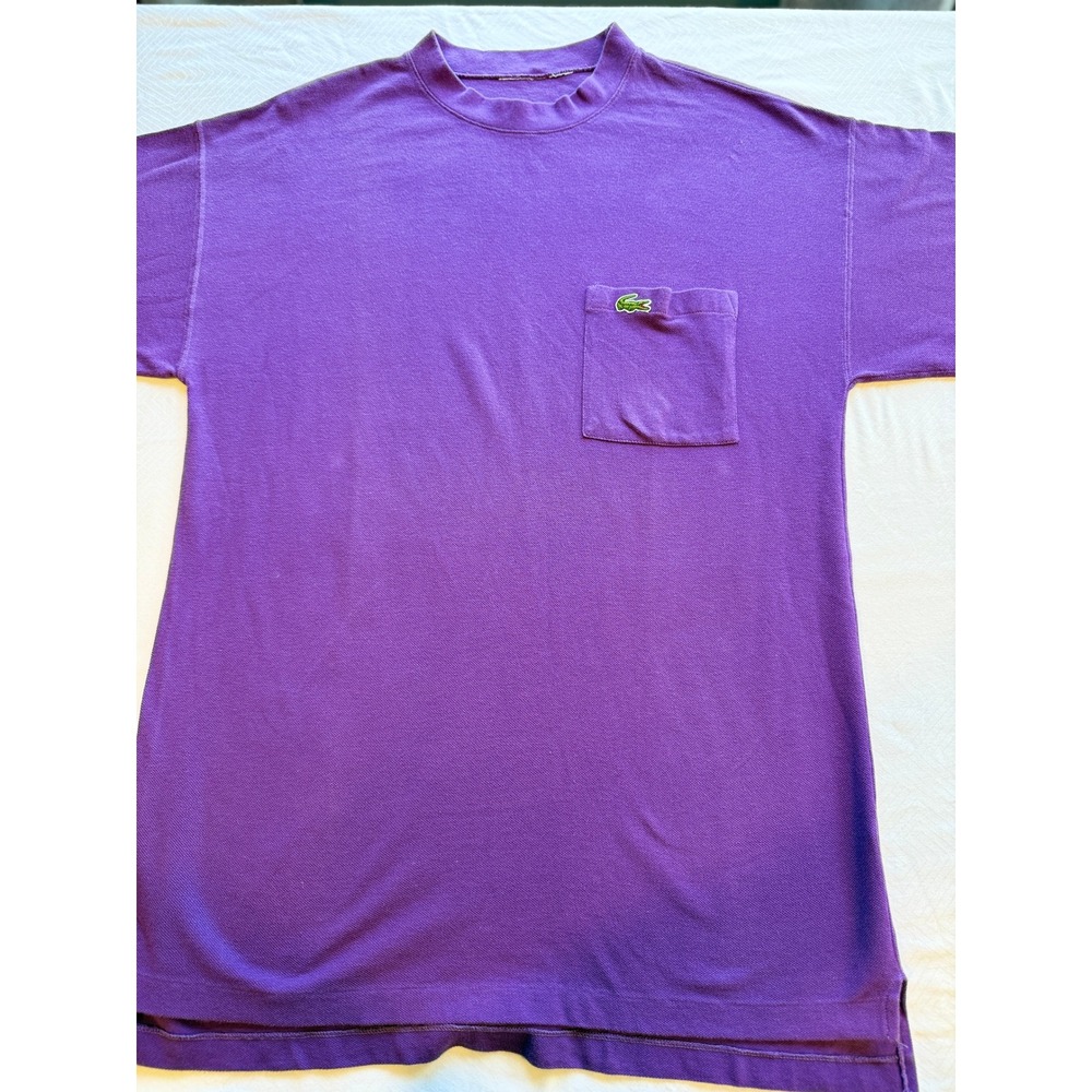 Vintage Lacoste Purple Pique Pocket T-Shirt Mens Large Short Sleeve Crocodile